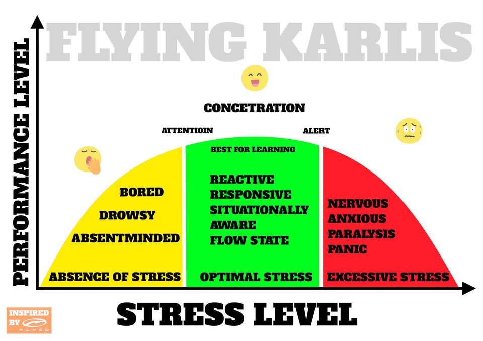 Stress levels diagram showing learning zones - optimal stress state and panic zone